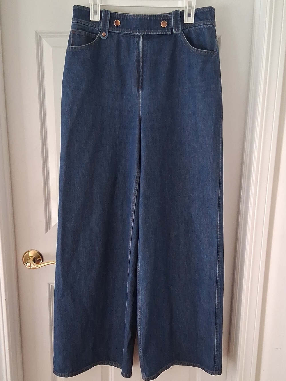 Tanya Taylor Wide-Leg Pants in Blue Denim Size 10